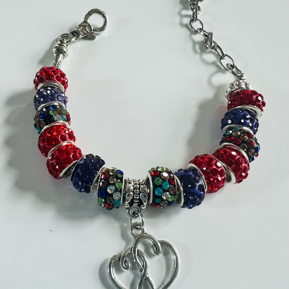 Elegant Red and Blue Beaded Bracelet